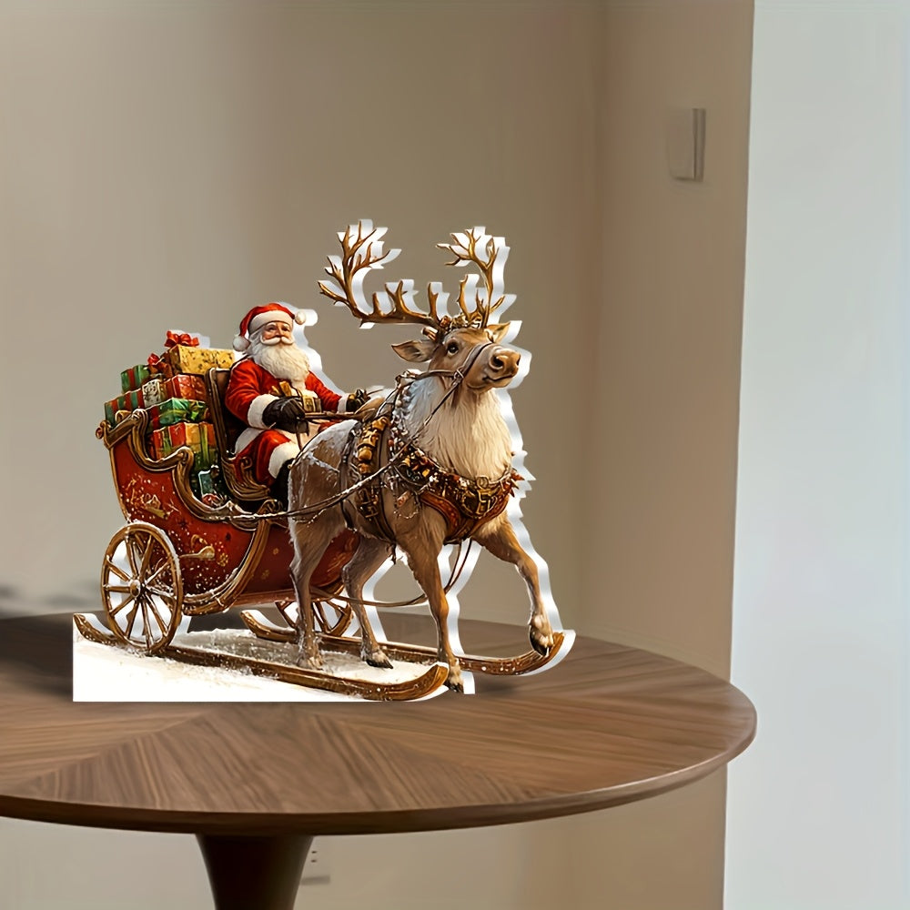 Santa Claus Sleigh Acrylic Decor – Festive Tabletop Display