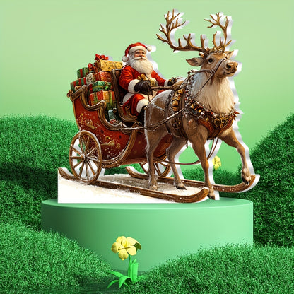 Santa Claus Sleigh Acrylic Decor – Festive Tabletop Display