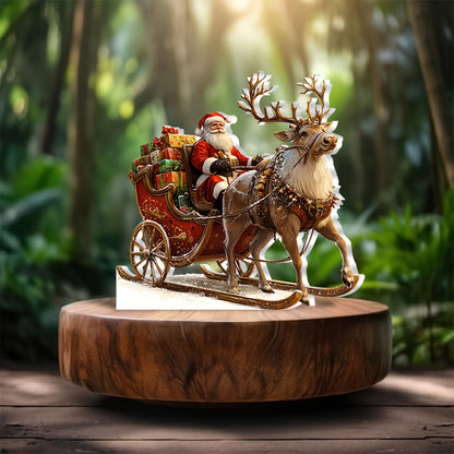 Santa Claus Sleigh Acrylic Decor – Festive Tabletop Display